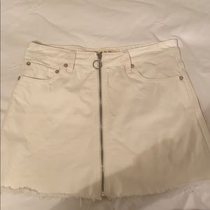 Free People cream denim skirt